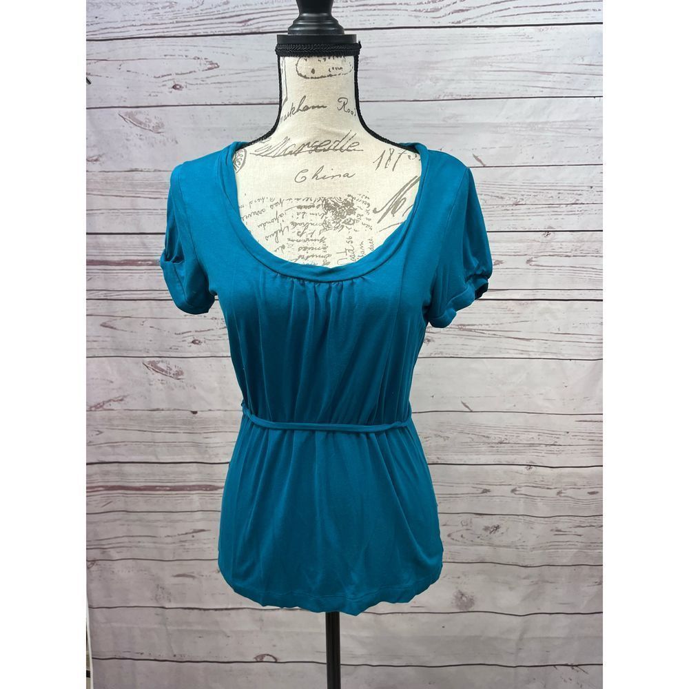 Ann Taylor LOFT Teal Short Sleeve Shirt with Ties